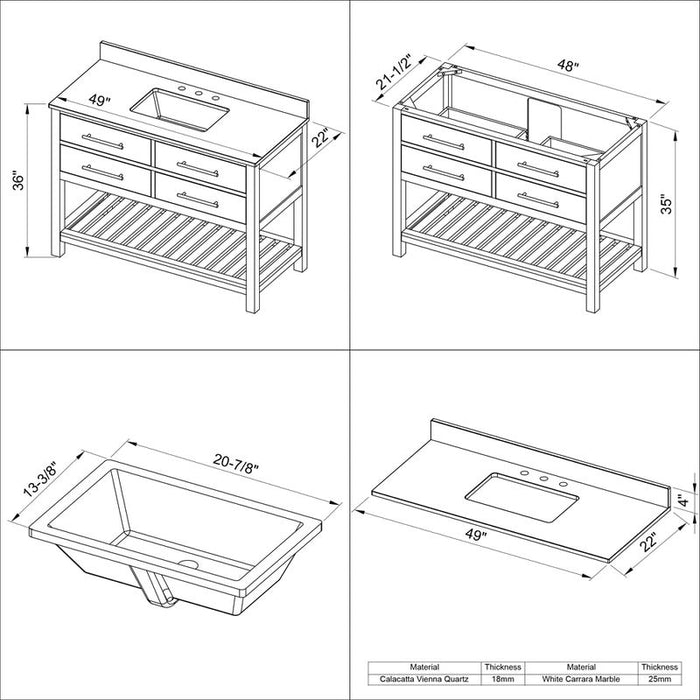 jeffrey alexander wavecrest 48-inch single bathroom vanity with top in blue from home luxury usa