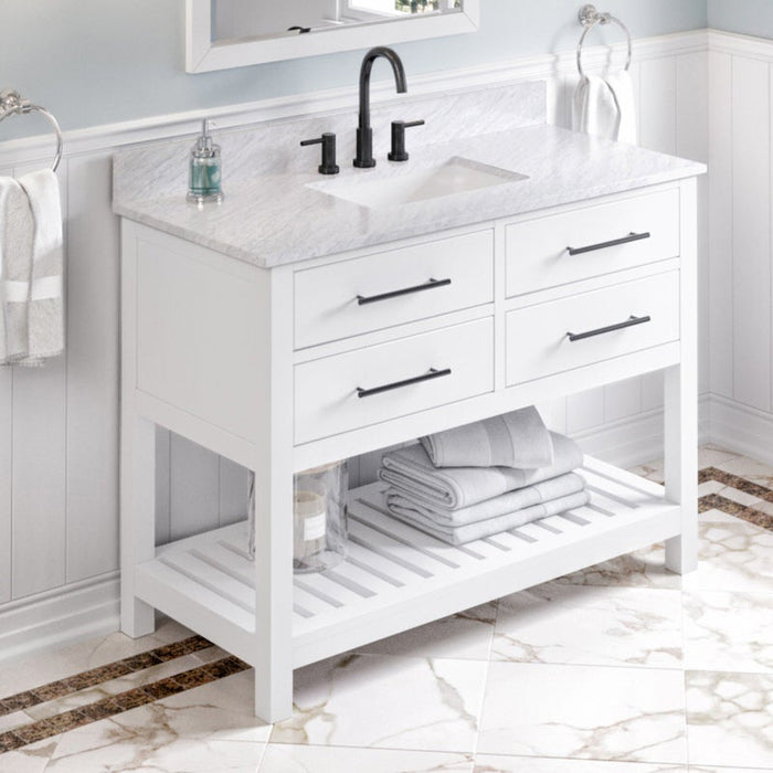 jeffrey alexander wavecrest 48-inch single bathroom vanity with top in white from home luxury usa