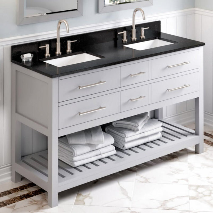 jeffrey alexander wavecrest 60-inch double sink bathroom vanity with top in grey from home luxury usa