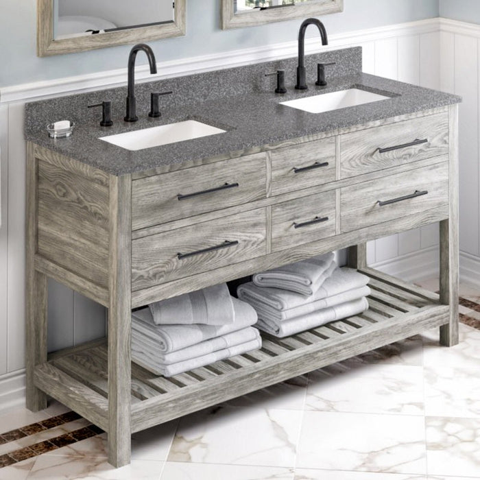 jeffrey alexander wavecrest 60-inch double sink bathroom vanity with top in white  from home luxury usa