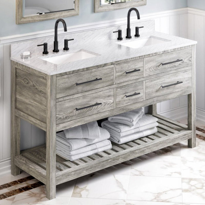 jeffrey alexander wavecrest 60-inch double sink bathroom vanity with top in white from home luxury usa