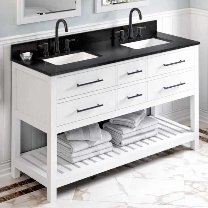 jeffrey alexander wavecrest 60-inch double sink bathroom vanity with top in white from home luxury usa