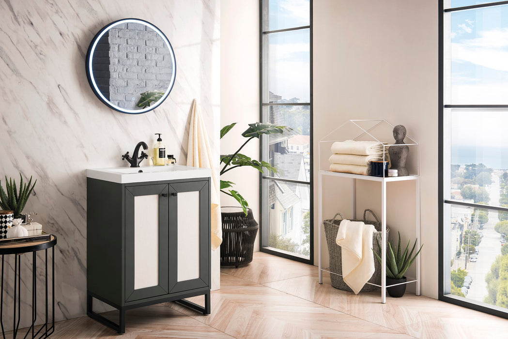 Chianti 24" Single Vanity, Mineral Gray, Matte Black, w/ White Glossy Composite Stone Top - Luxe Vanity & Tub