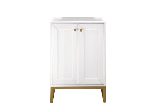 Chianti 24" Single Vanity Cabinet, Glossy White, Radiant Gold - Luxe Vanity & Tub