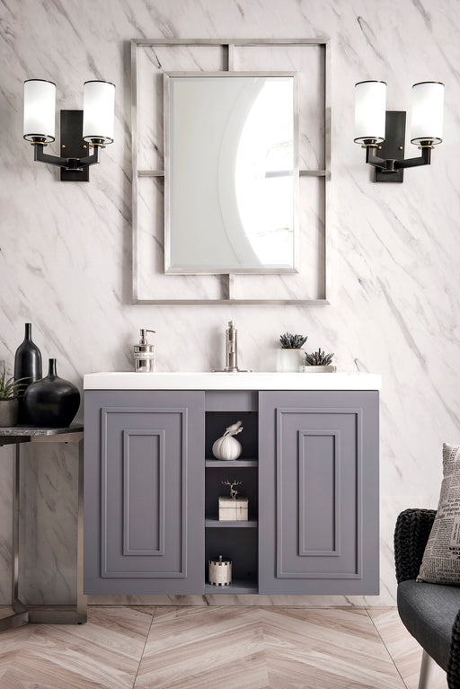 Alicante 39.5" Single Vanity, Gray Smoke w/ White Glossy Composite Stone Top - Luxe Vanity & Tub