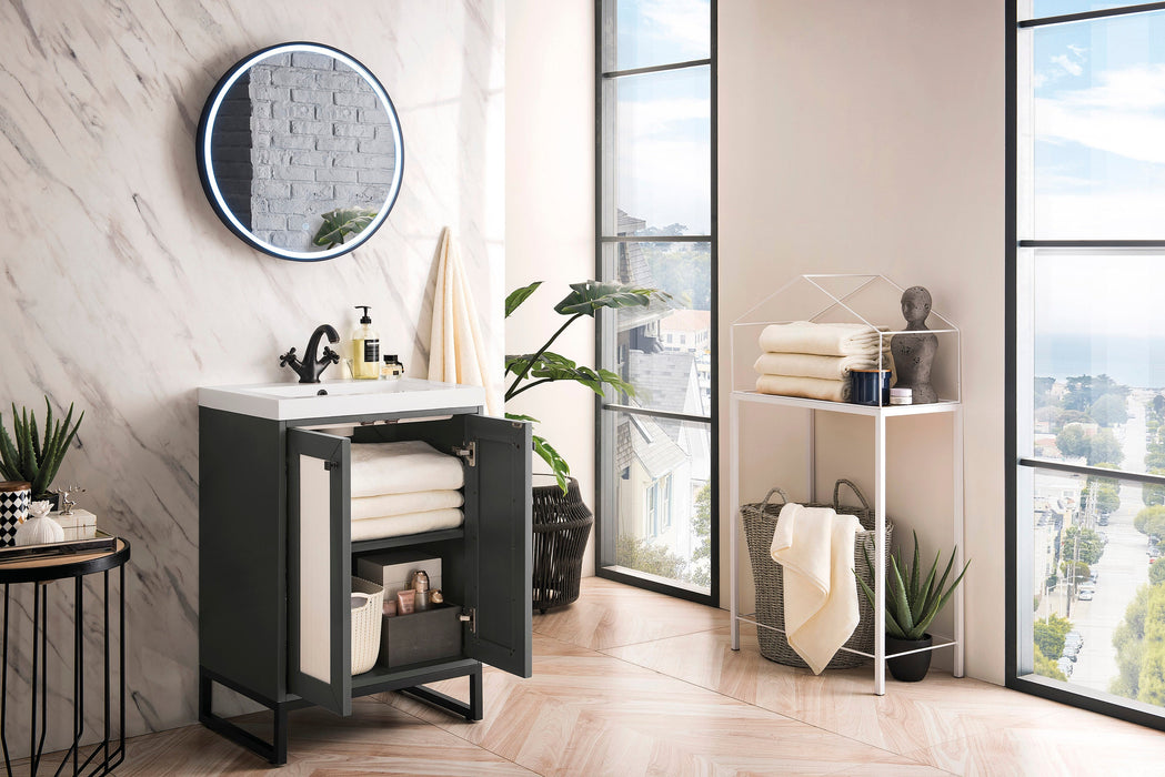 Chianti 24" Single Vanity, Mineral Gray, Matte Black, w/ White Glossy Composite Stone Top - Luxe Vanity & Tub