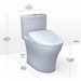 TOTO Aquia IV 0.9 / 1.28 GPF Dual Flush One Piece Elongated Chair Height Toilet with Washlet+ S7A Auto Open/Close Bidet Seat and Dynamax Tornado Auto Flush - Luxe Vanity & Tub