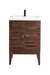 Linden 24" Single Vanity, Mid-Century Walnut w/ White Glossy Composite Stone Top - Luxe Vanity & Tub