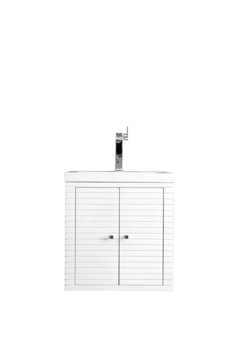 Linden 24" Single Vanity, Glossy White w/ White Glossy Composite Stone Top - Luxe Vanity & Tub