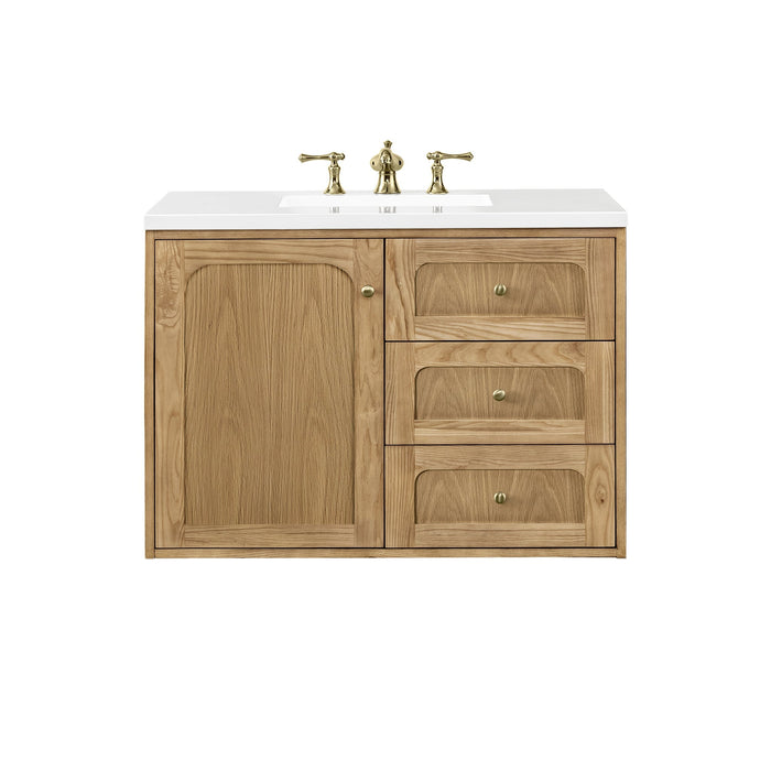 Laurent 36" Single Vanity in Light Natural Oak Single Bathroom Vanity James Martin Vanities Ethereal Noctis Quartz 