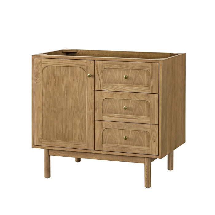 Laurent 36" Single Vanity in Light Natural Oak Single Bathroom Vanity James Martin Vanities Eternal Serena Quartz 