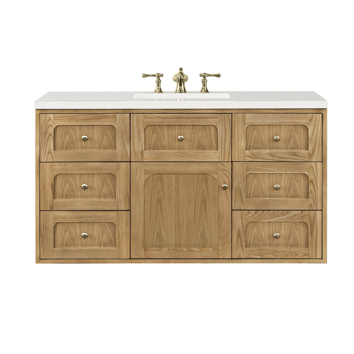 Laurent 48" Single Vanity in Light Natural Oak James Martin Vanities Victorian Silver Quartz 