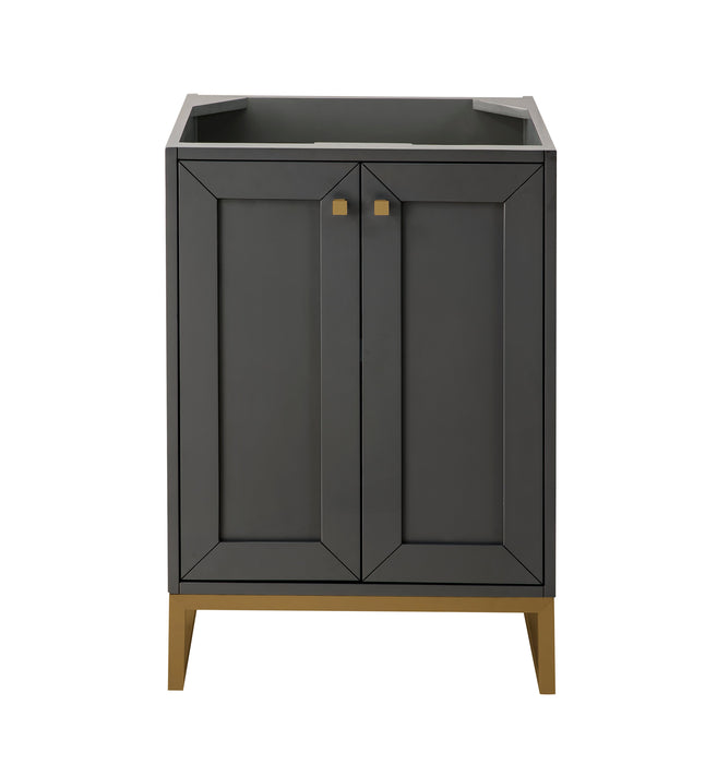 Chianti 24" Single Vanity Cabinet, Mineral Gray, Radiant Gold - Luxe Vanity & Tub