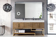 Columbia 72" Double Vanity, Latte Oak, Radiant Gold w/ Glossy White Composite Stone Top - Luxe Vanity & Tub