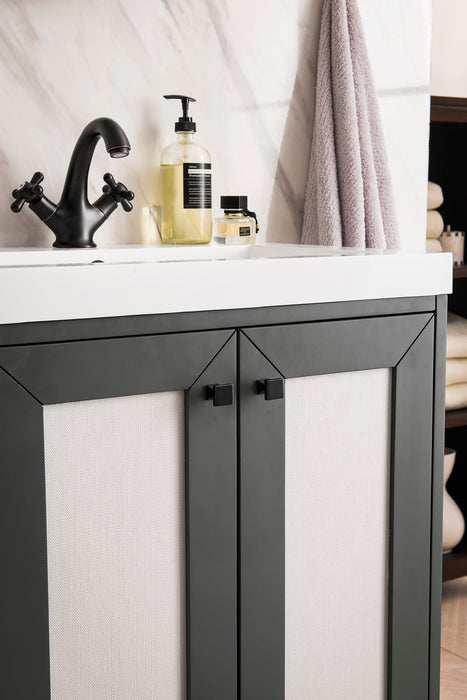 Chianti 24" Single Vanity, Mineral Gray, Matte Black, w/ White Glossy Composite Stone Top - Luxe Vanity & Tub