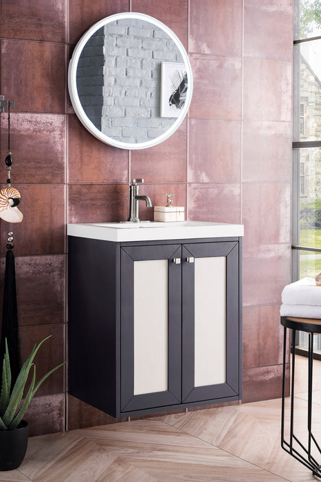 Chianti 24" Single Vanity, Mineral Gray w/ White Glossy Composite Stone Top - Luxe Vanity & Tub