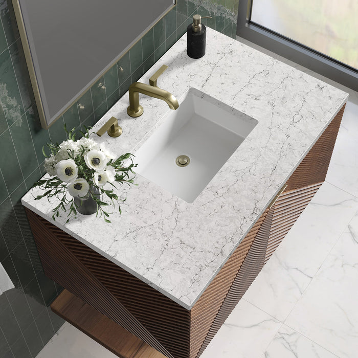 Marcello 36" Vanity in Chestnut Single Bathroom Vanity James Martin Vanities White Zeus Quartz 