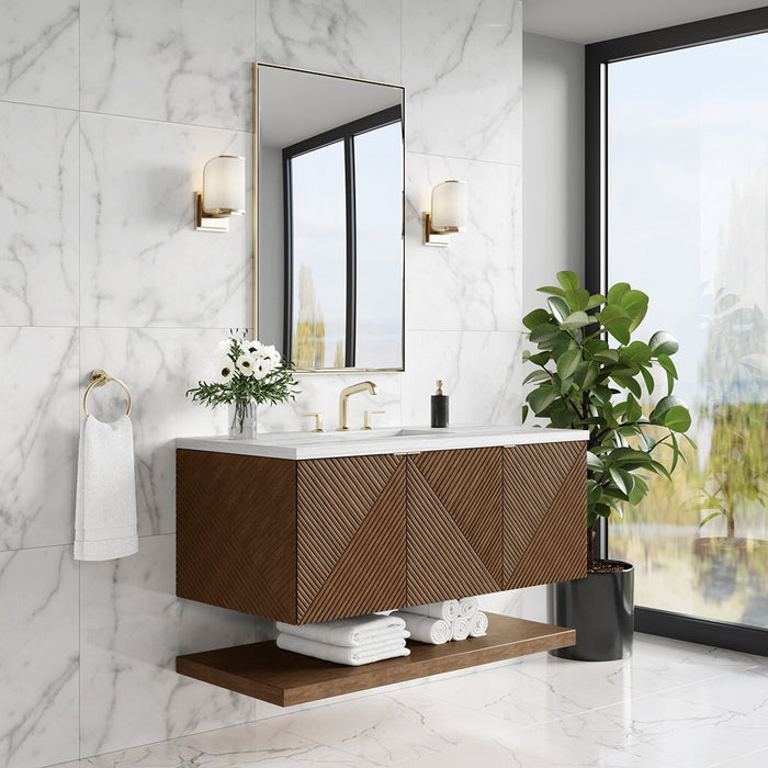 Marcello 48" Single Vanity in Chestnut Single Bathroom Vanity James Martin Vanities Arctic Fall Solid Surface 