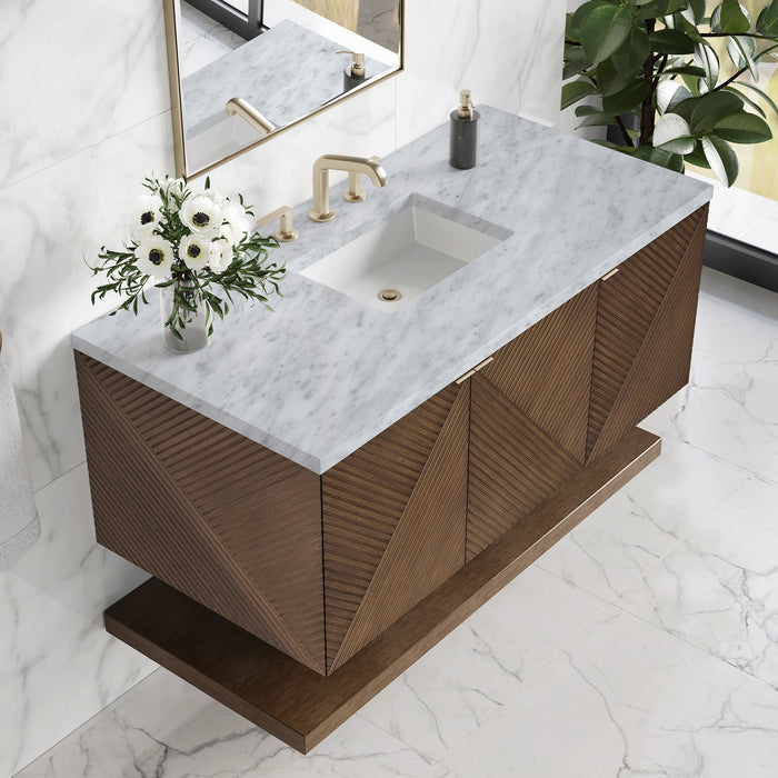 Marcello 48" Single Vanity in Chestnut Single Bathroom Vanity James Martin Vanities Charcoal Soapstone Quartz 