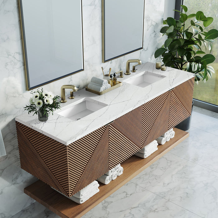 Marcello 72" Vanity in Chestnut Double Bathroom Vanity James Martin Vanities White Zeus Quartz 