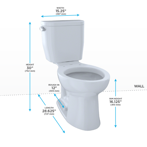 TOTO Entrada 1.28 GPF Two-Piece Elongated Toilet - without Seat - Luxe Vanity & Tub