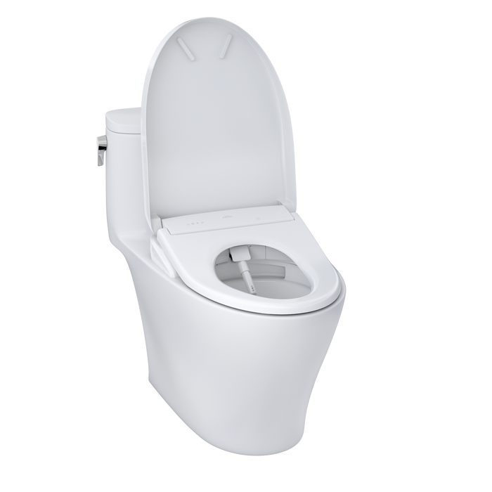 TOTO Nexus 1.28 GPF One Piece Elongated Chair Height Toilet with Washlet+ S7A Auto Open Bidet Seat, Tornado Auto Flush, CEFIONTECT, EWATER+, and PREMIST - Luxe Vanity & Tub