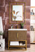 Columbia 31.5" Single Vanity, Latte Oak, Radiant Gold, w/ White Glossy Composite Stone Top - Luxe Vanity & Tub