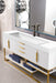 Columbia 72" Single Vanity, Glossy White, Radiant Gold w/ Glossy White Composite Stone Top - Luxe Vanity & Tub