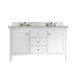 Palisades 60" Double Vanity, Bright White w/ 3 CM Eternal Serena Quartz Top - Luxe Vanity & Tub