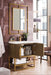 Columbia 31.5" Single Vanity, Latte Oak, Radiant Gold, w/ White Glossy Composite Stone Top - Luxe Vanity & Tub