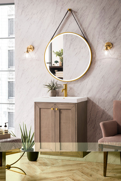 Chianti 20" Single Vanity, Whitewashed Walnut w/ White Glossy Composite Stone Top - Luxe Vanity & Tub