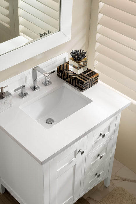 Palisades 30" Single Bathroom Vanity Single Bathroom Vanity James Martin Vanities Bright White Eternal Jasmine Quartz 