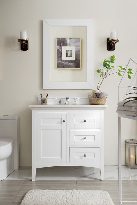 Palisades 36" Single Bathroom Vanity Single Bathroom Vanity James Martin Vanities Bright White Eternal Jasmine Quartz 