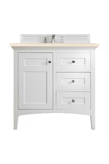 Palisades 36" Single Bathroom Vanity Single Bathroom Vanity James Martin Vanities Bright White Arctic Fall Solid Surface 