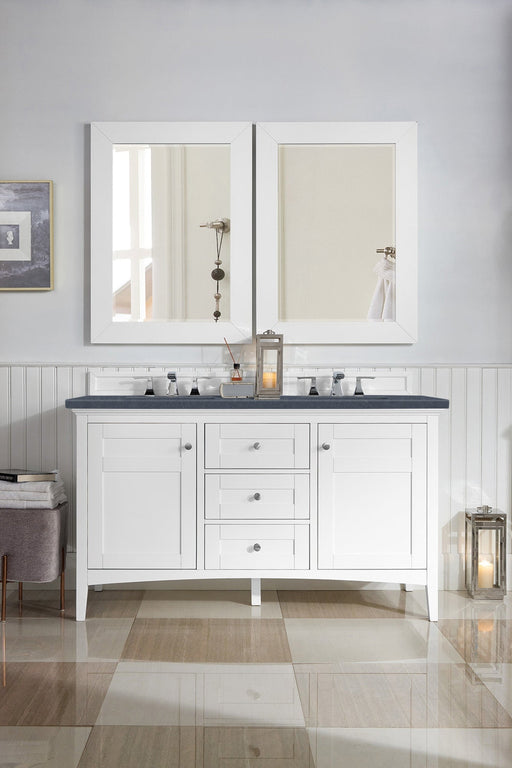 Palisades 60" Double Bathroom Vanity Single Bathroom Vanity James Martin Vanities Bright White Arctic Fall Solid Surface 