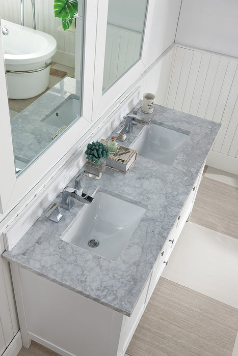 Palisades 60" Double Bathroom Vanity Single Bathroom Vanity James Martin Vanities Bright White White Zeus Quartz 