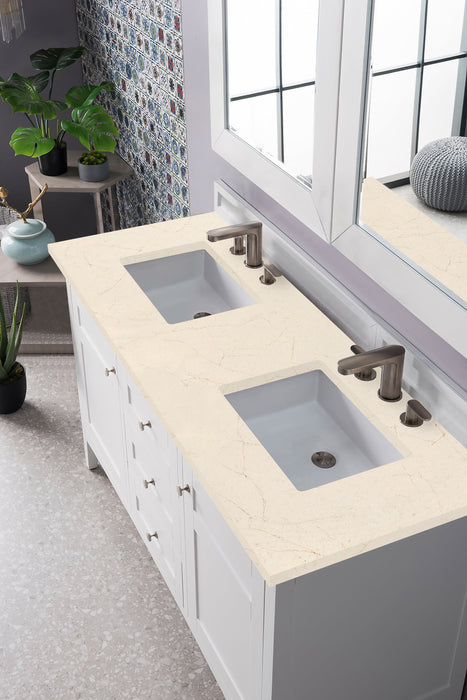 Palisades 60" Double Bathroom Vanity Single Bathroom Vanity James Martin Vanities Bright White Charcoal Soapstone Quartz 