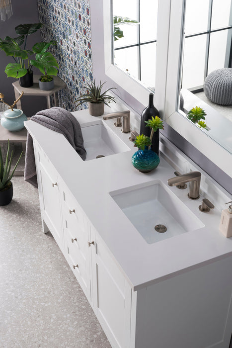 Palisades 60" Double Bathroom Vanity Single Bathroom Vanity James Martin Vanities Bright White Eternal Marfil Quartz 