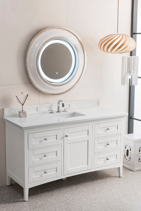 Palisades 60" Single Bathroom Vanity Single Bathroom Vanity James Martin Vanities Bright White Charcoal Soapstone Quartz 