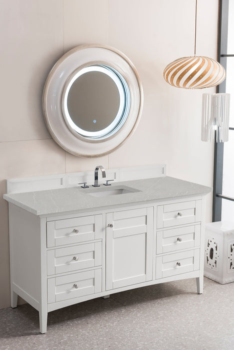 Palisades 60" Single Bathroom Vanity Single Bathroom Vanity James Martin Vanities Bright White Ethereal Noctis Quartz 