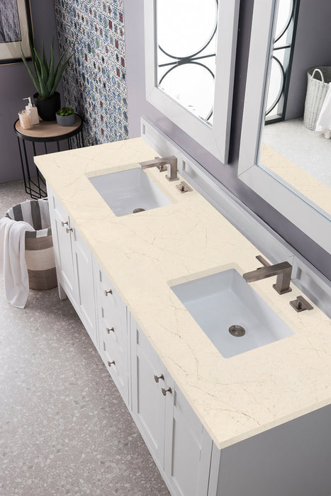 Palisades 72" Double Bathroom Vanity Single Bathroom Vanity James Martin Vanities Bright White Charcoal Soapstone Quartz 