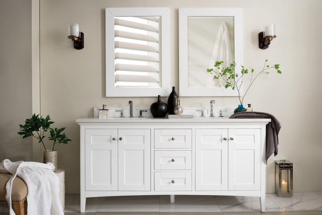 Palisades 72" Double Bathroom Vanity Single Bathroom Vanity James Martin Vanities Bright White White Zeus Quartz 