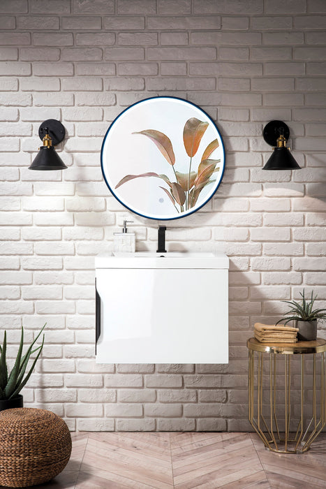 Columbia 24" Single Vanity, Glossy White w/ White Glossy Composite Stone Top - Luxe Vanity & Tub