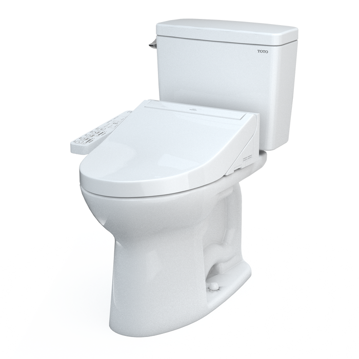 TOTO Drake 1.6 GPF Two Piece Elongated Chair Height Toilet with Left Hand Lever - Bidet Seat Included - Luxe Vanity & Tub