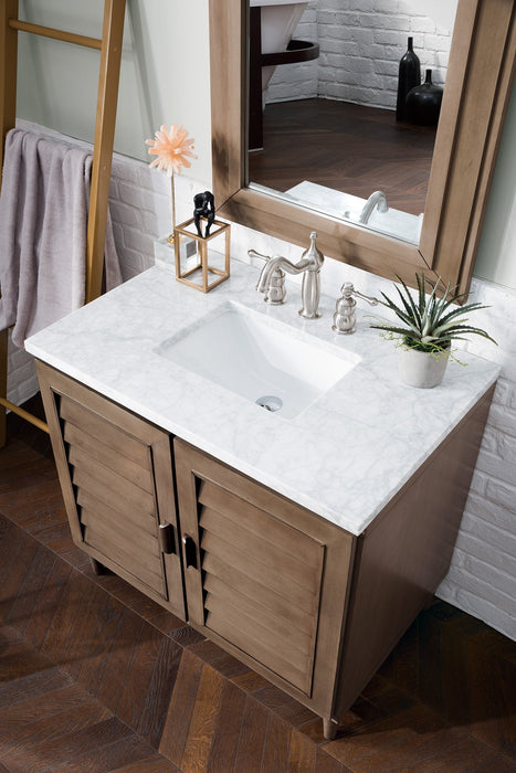 Portland 36" Single Bathroom Vanity Single Bathroom Vanity James Martin Vanities Victorian Silver Quartz 