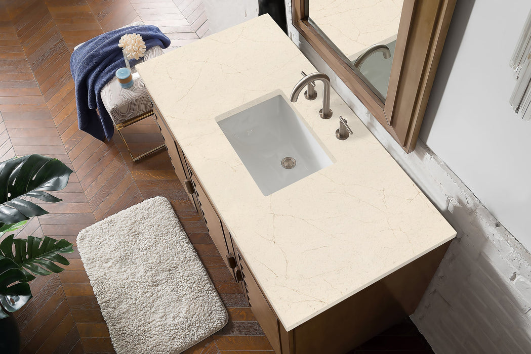 Portland 48" Single Bathroom Vanity in Whitewashed Walnut Single Bathroom Vanity James Martin Vanities Parisien Bleu Quartz 