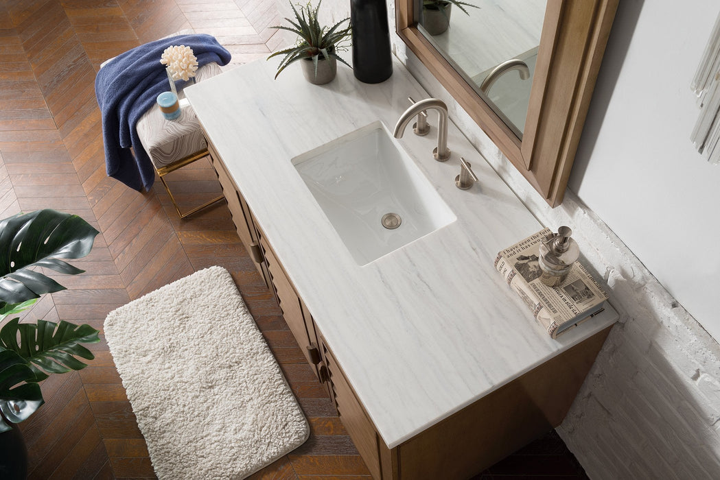 Portland 48" Single Bathroom Vanity in Whitewashed Walnut Single Bathroom Vanity James Martin Vanities Eternal Serena Quartz 