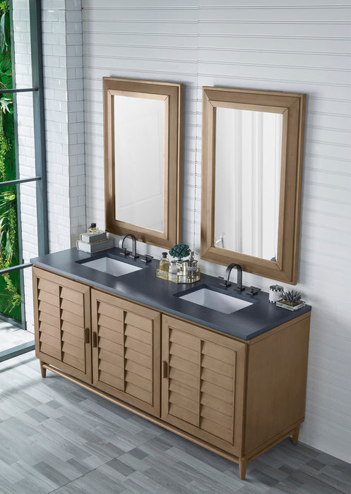 Portland 72" Double Bathroom Vanity Double bathroom Vanity James Martin Vanities White Zeus Quartz 