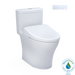 TOTO Aquia IV 0.9 / 1.28 GPF Dual Flush One Piece Elongated Chair Height Toilet with Washlet+ S7A Auto Open/Close Bidet Seat and Dynamax Tornado Auto Flush - Luxe Vanity & Tub