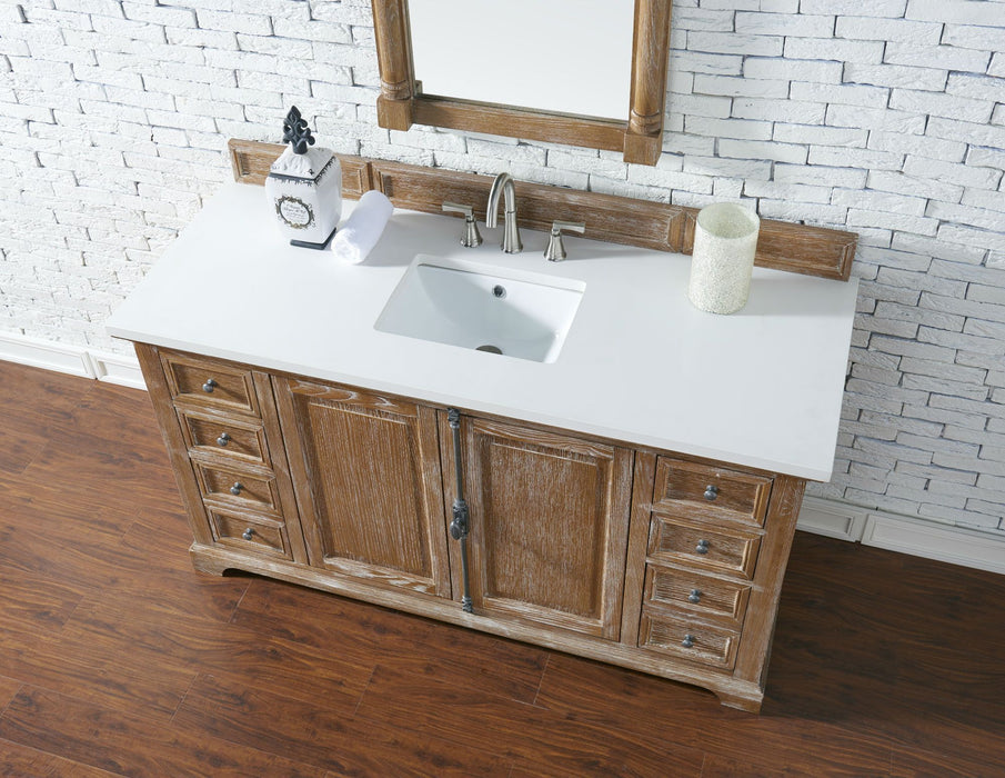 Providence 60" Single Bathroom Vanity in Driftwood Single Bathroom Vanity James Martin Vanities Charcoal Soapstone Quartz 